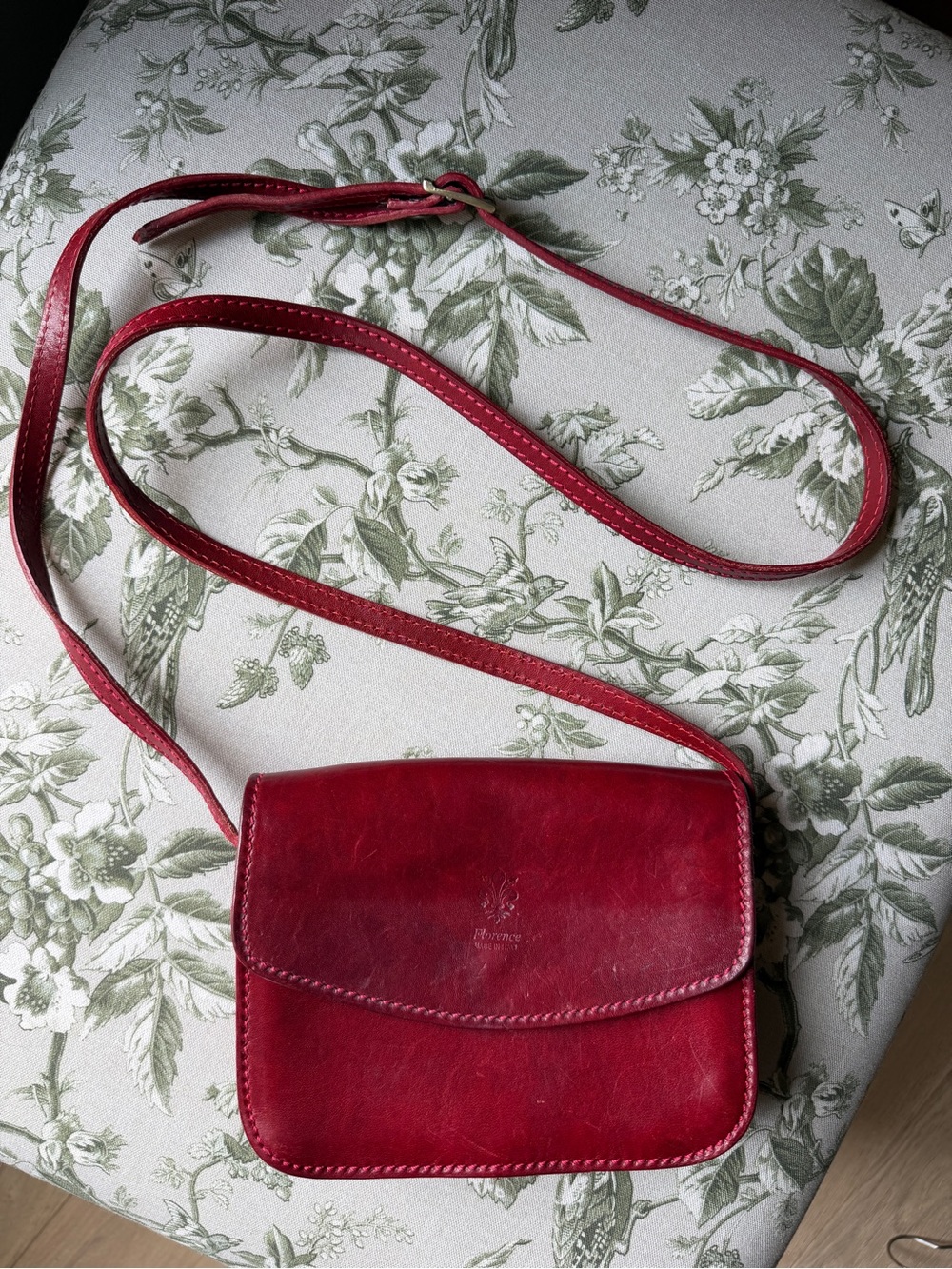 Italian Genuine Leather Red Crossbody Purse from Florence